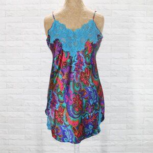 VICTORIA'S SECRET Chemise Floral Satin Feminine Intimate Lace Multi Color M